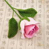 Fongt Doll Line Wine Cup Rose Wool Knitting Rose Bouquet Hand-Woven Eternal Flower Wool Flower Simulation-Outfit
