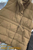 Jacket women 2023 Casual Stand Collar Loose Belt Sleeveless Vest Black Single Breasted Long Parka Overcoat