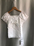 Lace Fungus Slim Fit Short Sleeve Tops Women+ Y2k High Waist Bow Patchwork Skirts 2024 Summer New Two Piece Sets-Outfit