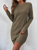 Fongt Solid Color Sexy Knitted Skirt Female Geometric Pattern Thread Round Collar Sweater Skirt