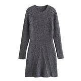 Fongt Women's Clothing 2025 Autumn And Winter 2025 New Round Neck Long-Sleeved Knitted Dress