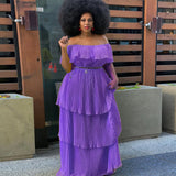 Fongt Autumn And Winter Dress Yellow Chiffon Shoulder-To-Shoulder Repair Beach Holiday 100-Fold Dress
