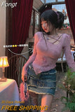 Women Long Sleeve Knitted T-Shirts 2023 Spring Autumn Solid Slim Fit Pullovers Tees Shirts Female Streetwear Casual Base