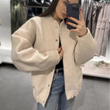 Fongt Autumn And Winter New Women's Casual Multi-Color Loose Wool Jacket Dark Buckle Collar Jacket