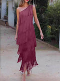 Fongt Eso-Shouldered Asymmetric Dress 2025 Spring And Summer New