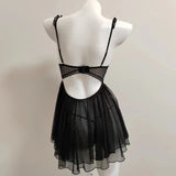 Fongt Sexy Pajamas 2025 New High-End Belt Steel Ring Perspective Bare Back Sling Splicing Pyjamas Pure Lust