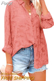 See Through Jacquard Mesh Shirts Women Long Sleeve White Tops 2023 Women's Elegant Streetwear Button Down Blouse