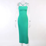 Knitted Suspender Sexy Split Dress Summer Women's Temperament Spicy Dress-Outfit