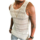 Fongt Men's New Hollow Out Breathable Vest Men's Jacket Tank Top Slim