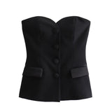 Fongt Women's Clothing 2025 Spring New Sexy 4 Color Tight Single-Breasted Breast Small Vest + Short Skirt Set