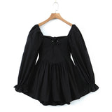 And Winter New Three-Dimensional Steel Trap Chest Pleated Back Long-Sleeved Dress-Outfit