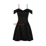 Black Elegant Party Dresses for Women 2023 Mini Off The Shoulder Birthday Dress Sexy One-piece Strap Women's Clothing-Outfit
