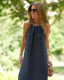 Hanging Neck Open Cotton Leprosy Leisure Holiday Dress 2025 Spring And Summer New