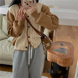 New 2022 Korean Fashion Color Blocking Sweaters Chic Women Autumn Winter Oversized Cardigans Elegant Tops