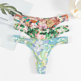 Ice Silk Scarless Thongs Women Print Low-Waist Sexy T-Sants Hot Sedulish Ultra-Thin Yoga Pants