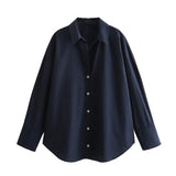 Fongt 2023 New Women's Long Sleeve Lapel Loose Striped Silk Shirt 4387036-Outfit