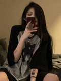 Oversize Cat Print Raglan Short Sleeve