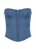 Tie Back Denim Bandeau Corset Top-Outfit