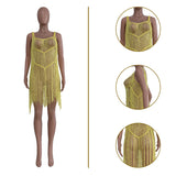 Fongt New Women's Wear Silk Tassel Beach Dress-Outfit