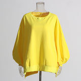 Simple Casual Style 2025 New Solid Color Round Collar Lantern Sleeve Cape Style High-End Sense Dress Women