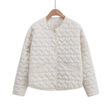 Fongt Women's Explosive Heart-Shaped Quilt Cotton Coat Women's Korean Version Of The Round-Neck Jacket Cotton Suit