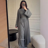 Fongt 2025 New Women's Round-Neck Long-Sleeved Broad-Legged Trouser Commuting Suit