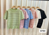 Fongt Version Of Chic Summer Sweet Round Collar Hooded T-Shirt Design Hollow Flowers Thin Knitted Shirt