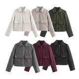 Fongt Women's Explosive Collared Pocket Zipper Jacket