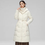 Waves Bit Seam Hooded Padded Clothes Women Winter Long Knee Cotton-Padded Clothes Thick Warm Coat-Outfit