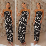 Fongt / Summer 2024 New Women's Fashion Print Strapless Back Sexy Dress-22023-Outfit