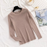 Casual Five Color Slim Pit Knitted Sweater Long Sleeve Irregular Neck High Street All-match Pullover 2021 Winter New