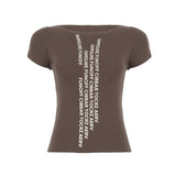 Fongt Cloth Forget Hottie Street Simple English Letter Short-Sleeved T-Shirt Hot Girl Tight Round Neck Casual Top