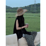 Fongt With Black Loose Sleeveless Top Design Loose Thin Casual Pants Women Summer New