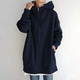 Street Polyester Fiber Zipper Hooded Long Lining