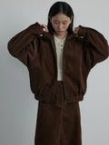 [Daihe] Autumn New Casual Corduroy Lapel Double Zipper Full Cotton Retro Jacket Coat Female H7591-Outfit