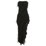 Fongt Women's 2023 Summer Women's New Fashion Chest Sexy Back Slit Tassel Temperament
