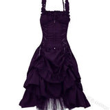 Fongt Lolita COS Gothic Slimming Irregular Design Strap Corset Dress