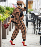 Two Piece Set Africa Clothes African 2022 New Dashiki Fashion Grid Suit Top And Trousers Super Elastic Party Plus Size For