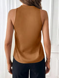 Women's Sleeveless Satin V-Collar Loose Solid Color Vest Is Widely Available In Stock.-Outfit