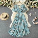 Fongt New Seaside Holiday Dress Women Spring And Autumn 2025 New Sexy V Receive Lanky Models