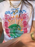 Dragon Print Crop Top-Outfit