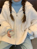 Oversize White Cardigan with Hood and