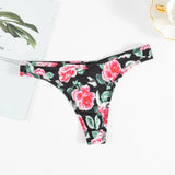 Ice Silk Scarless Thongs Women Print Low-Waist Sexy T-Sants Hot Sedulish Ultra-Thin Yoga Pants