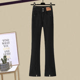 Fongt Slim Hot Girl Top With A Two-Piece Set With Slit Jeans-Outfit