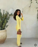 Ribbed Hollow Out Bralette Long Sleeve Maxi Dress-Outfit