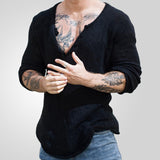 Fongt Men's Spring And Autumn Jackcase Knits V-Necked Wool Thin Bottoming Shirt