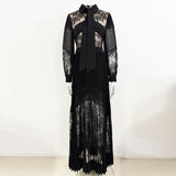 Fongt Spring And Summer New Star Fashion Lace Splicing 100-Folded Dress And Floor Long Dress