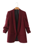 New Pleated Sleeve Sag Urban Leisure Candy Color Women's Suit Coat-Outfit
