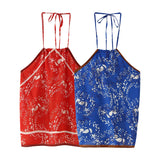 Spring Print Neck-Hanging Blouse 3739028-Outfit