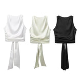 New Women's Street Fashion Back Silk Satin Blouse-Outfit
